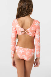 O'Neill Girls Sandy Seashells Ls Crop Top Set